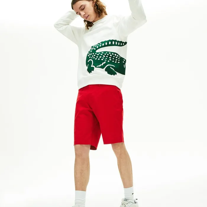 Slim Fit Stretch Gabardine Shorts Red Mens Lacoste Pants and Shorts Online Outlet Store Slim Fit Stretch Gabardine Shorts Red Mens Lacoste Pants and Shorts Online Outlet Store