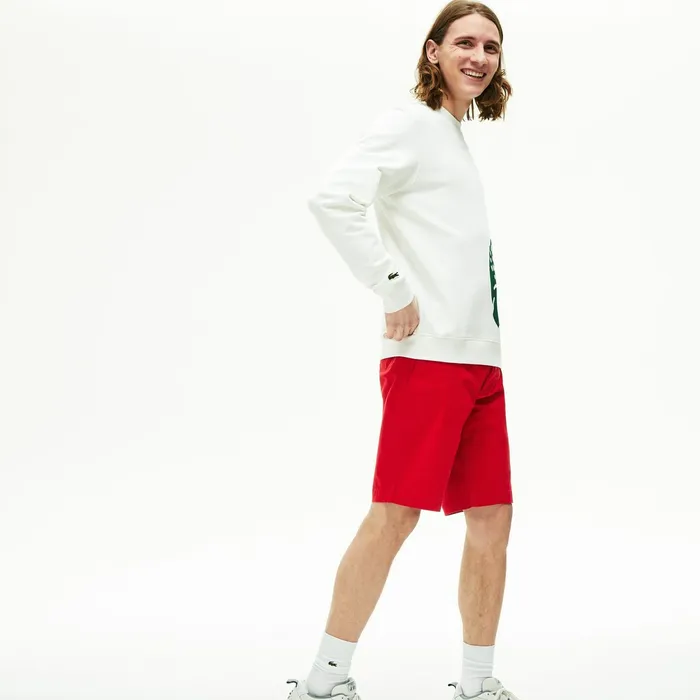 Slim Fit Stretch Gabardine Shorts Red Mens Lacoste Pants and Shorts Online Outlet Store
