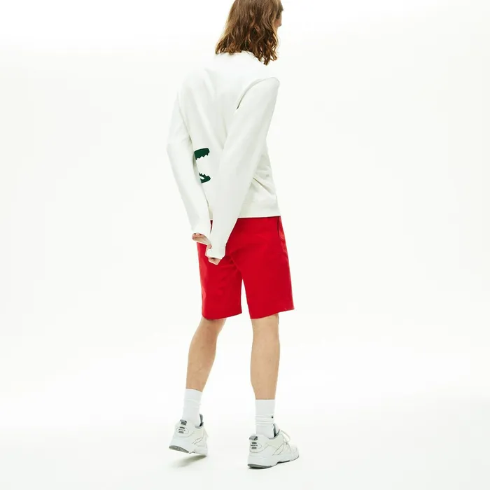Slim Fit Stretch Gabardine Shorts Red Mens Lacoste Pants and Shorts Online Outlet Store