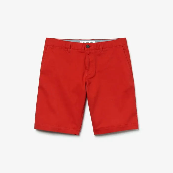 Slim Fit Stretch Gabardine Shorts Red Mens Lacoste Pants and Shorts Online Outlet Store