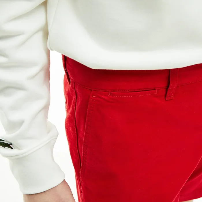 Slim Fit Stretch Gabardine Shorts Red Mens Lacoste Pants and Shorts Online Outlet Store