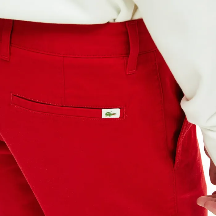 Slim Fit Stretch Gabardine Shorts Red Mens Lacoste Pants and Shorts Online Outlet Store