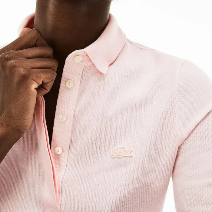 Slim Fit Stretch Mini Piqu Polo Shirt Light Pink Womens Lacoste Polos Gift for Friend