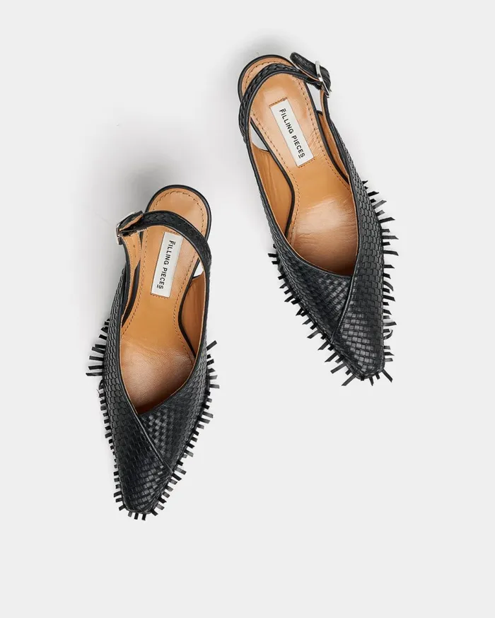 Slingback Checkered Black Women Filling Pieces Loafers and Dress Shoes