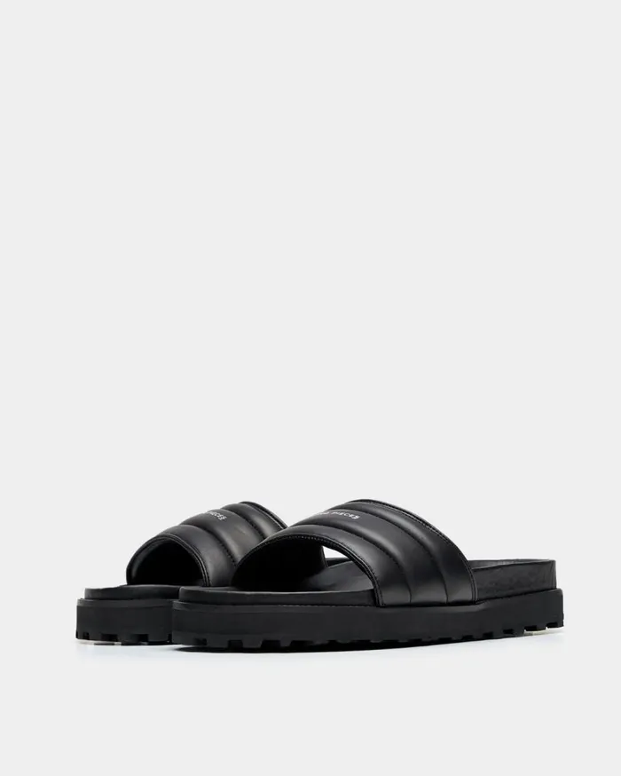 Slippers All Black WomenMen Filling Pieces Sandals and Slides