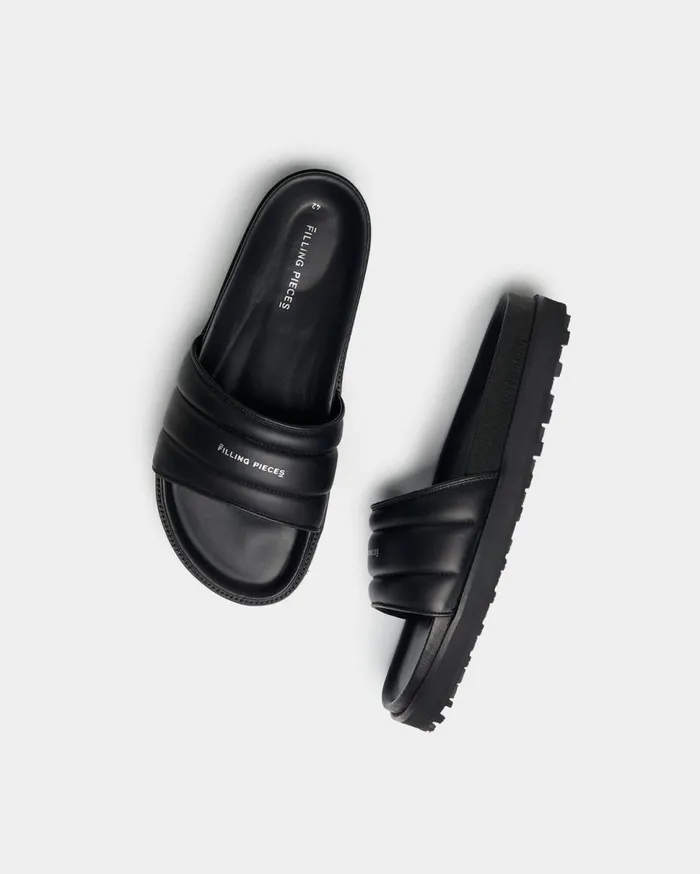 Slippers All Black WomenMen Filling Pieces Sandals and Slides