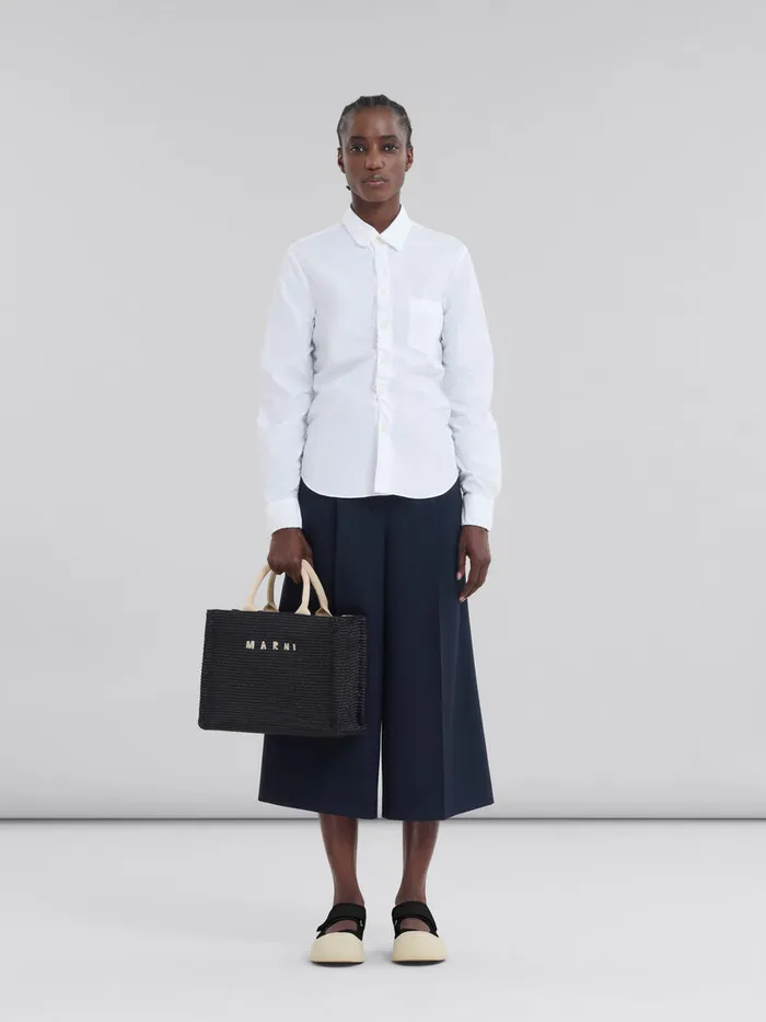 Small Tote In Black Raffiaeffect Fabric Women Marni Tote Bags