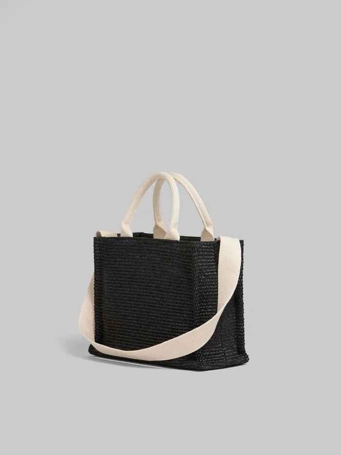 Small Tote In Black Raffiaeffect Fabric Women Marni Tote Bags