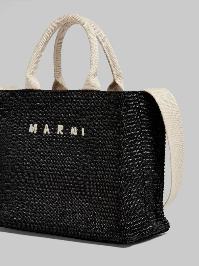 Small Tote In Black Raffiaeffect Fabric Women Marni Tote Bags