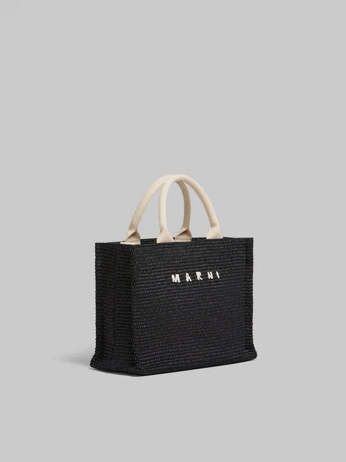 Small Tote In Black Raffiaeffect Fabric Women Marni Tote Bags