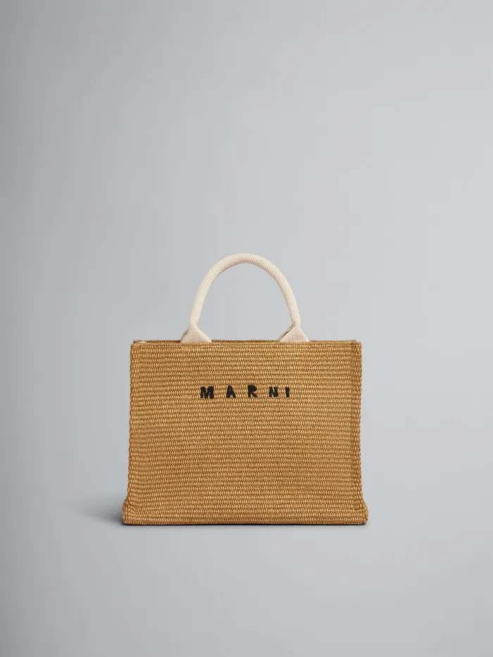 Small Tote In Naturalcoloured Raffiaeffect Fabric Women Marni Tote Bags