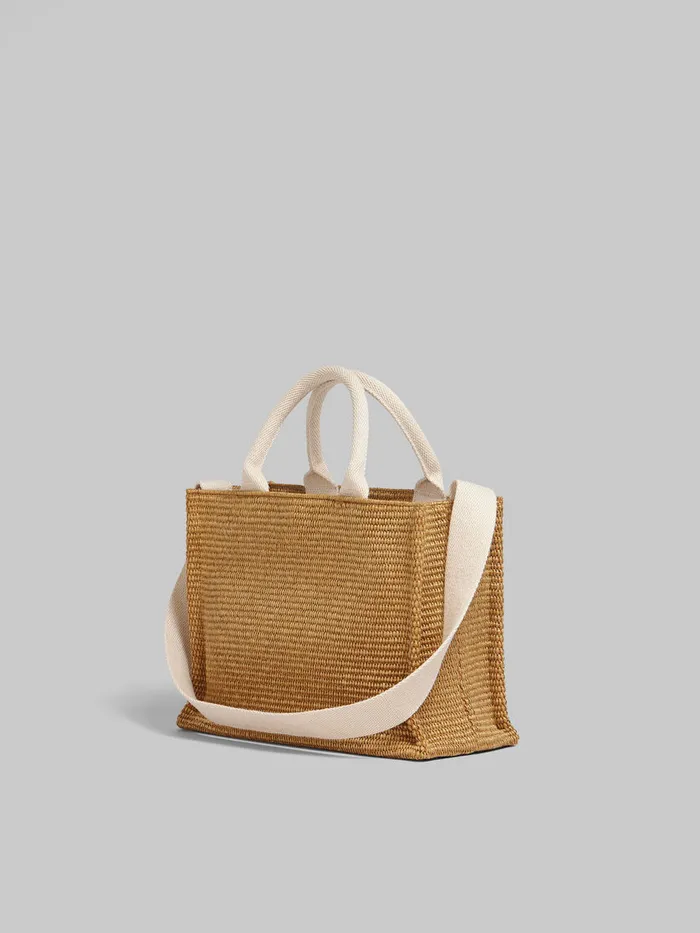 Small Tote In Naturalcoloured Raffiaeffect Fabric Women Marni Tote Bags