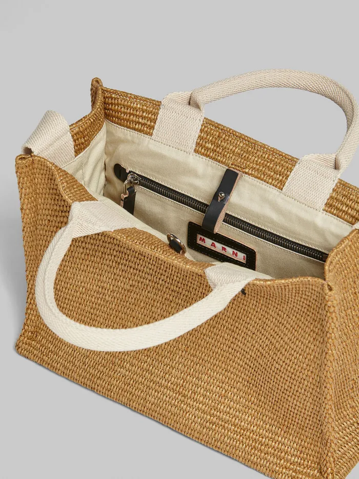 Small Tote In Naturalcoloured Raffiaeffect Fabric Women Marni Tote Bags