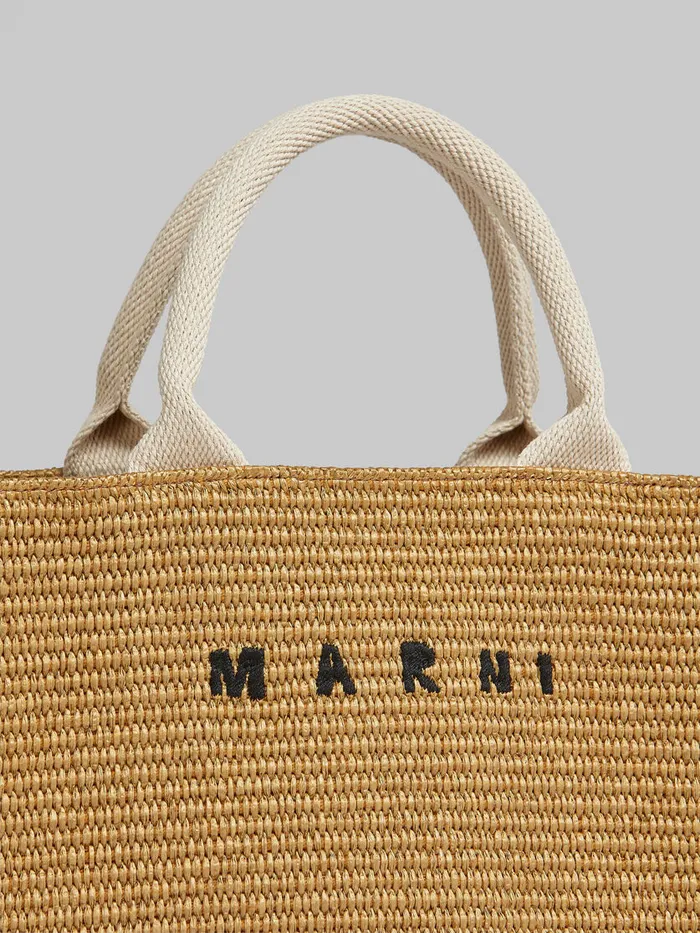Small Tote In Naturalcoloured Raffiaeffect Fabric Women Marni Tote Bags