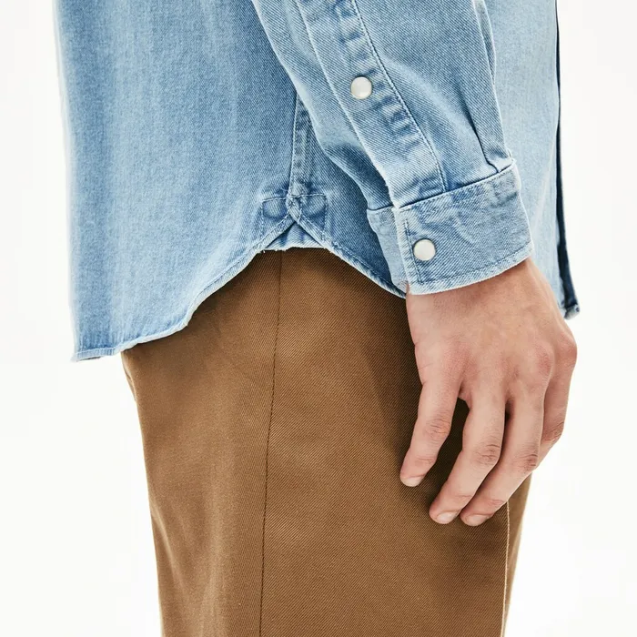 Snap Button Denim Shirt Blue Mens Lacoste Button Down Shirts Online Store