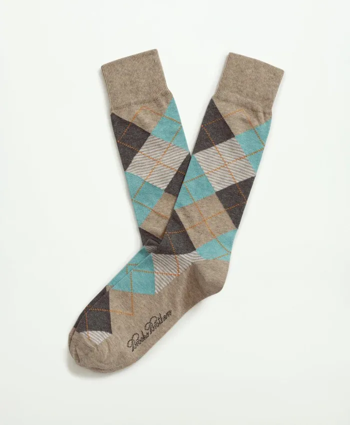 Sock Men Brooks Brothers Argyle Crew Socks Beige Multi