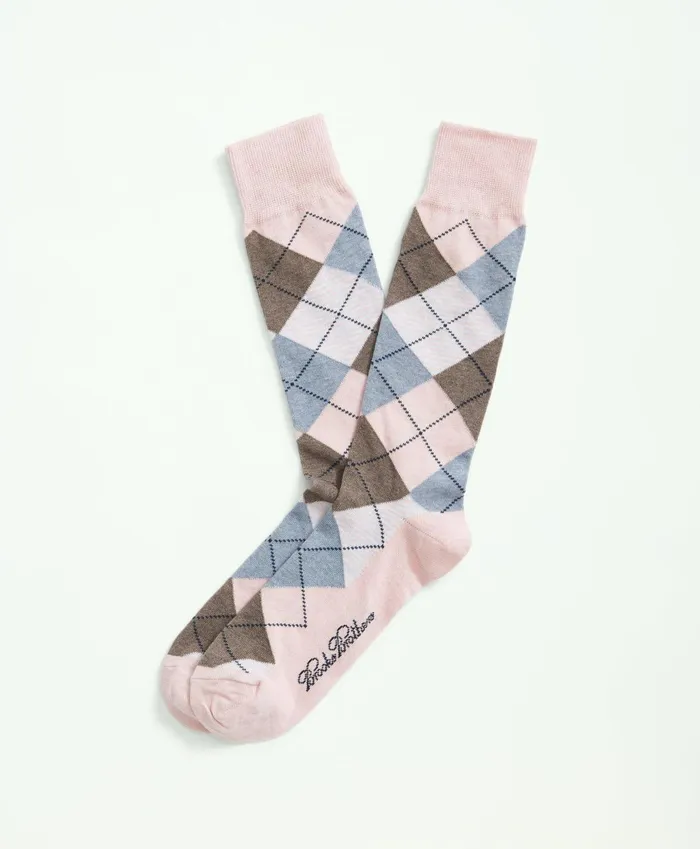 Sock Men Brooks Brothers Argyle Crew Socks Pink Multi