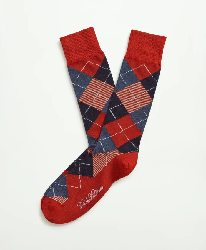 Sock Men Brooks Brothers Argyle Crew Socks Red Multi