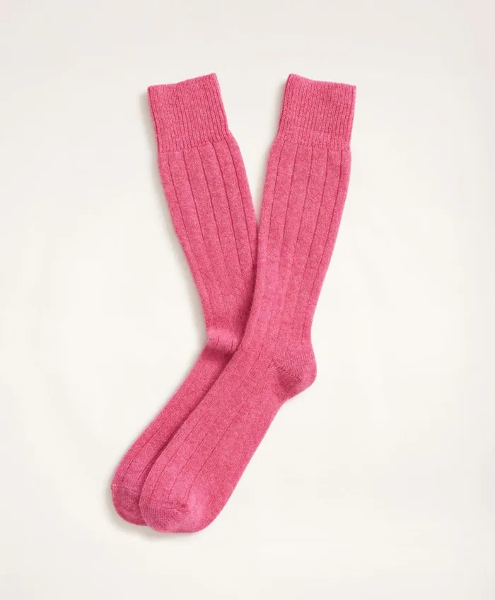 Sock Men Brooks Brothers Cashmere Crew Socks Bright Pink