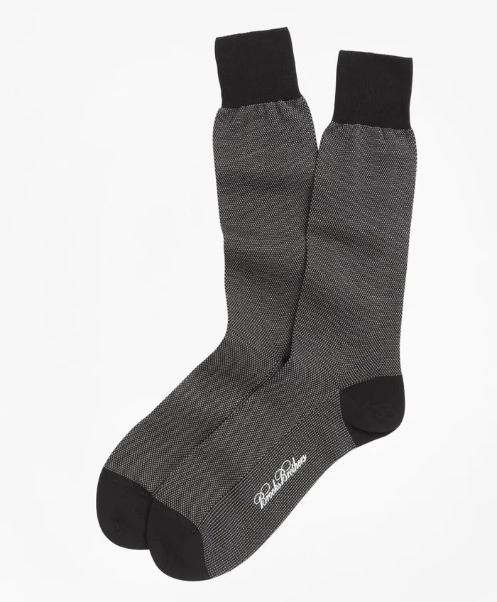 Sock Men Brooks Brothers Cotton Birdand039S Eye Crew Socks Black