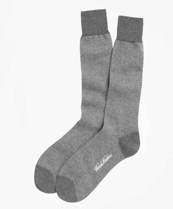 Sock Men Brooks Brothers Cotton Birdand039S Eye Crew Socks Grey