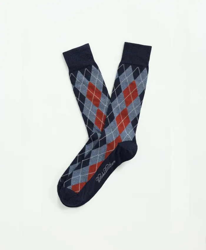 Sock Men Brooks Brothers Cotton Blend Argyle Socks Blue Multi