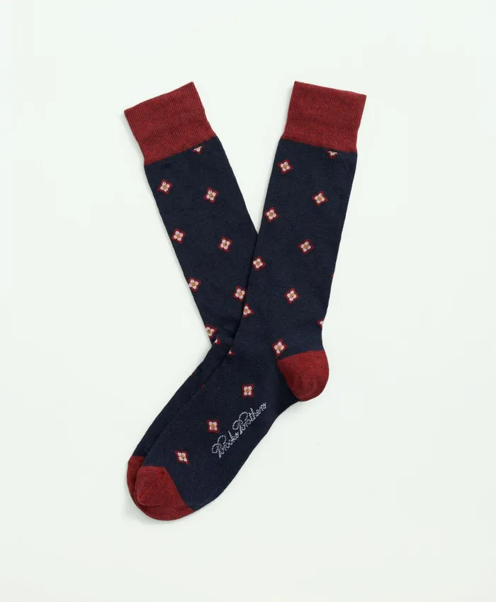 Sock Men Brooks Brothers Cotton Blend Foulard Socks Blue Multi