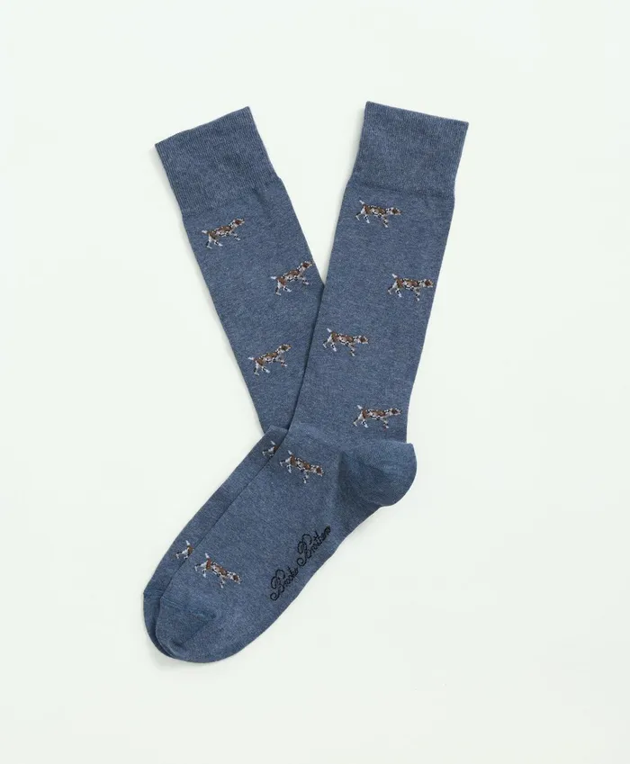 Sock Men Brooks Brothers Cotton Blend Pointer Hound Socks Blue