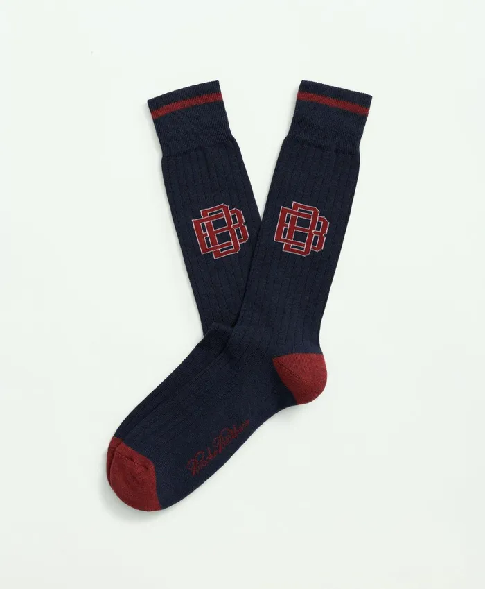 Sock Men Brooks Brothers Cotton Blend Varsity Socks Blue Multi