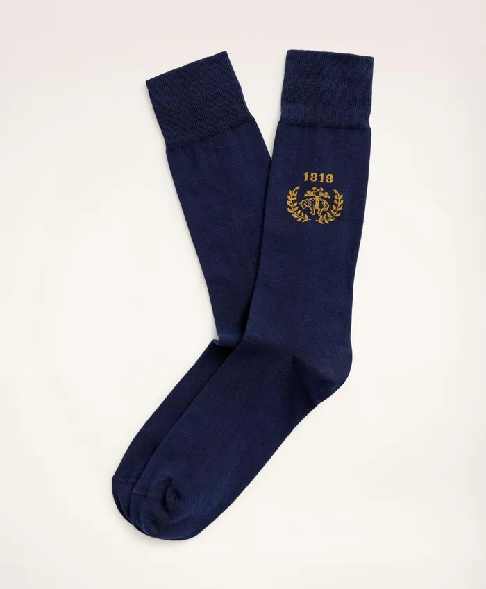 Sock Men Brooks Brothers Crest Crew Socks Navy