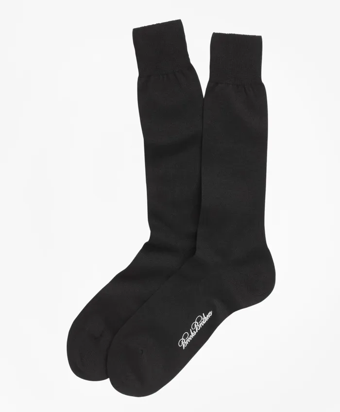 Sock Men Brooks Brothers Egyptian Cotton Jersey Knit Crew Socks Black
