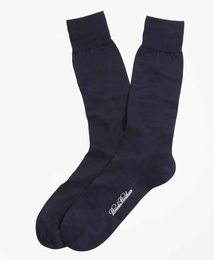 Sock Men Brooks Brothers Egyptian Cotton Jersey Knit Crew Socks Navy