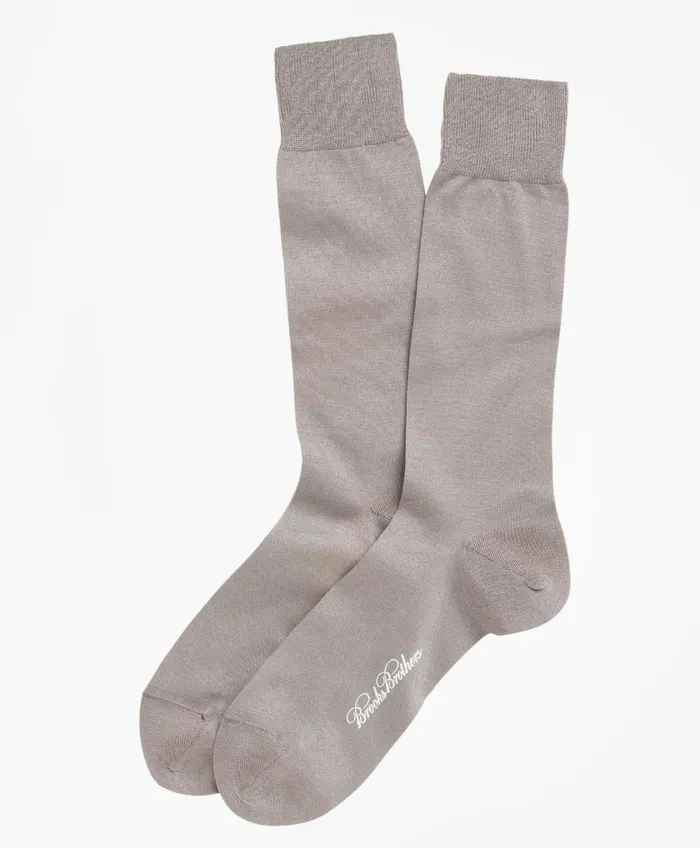 Sock Men Brooks Brothers Egyptian Cotton Jersey Knit Crew Socks Taupe