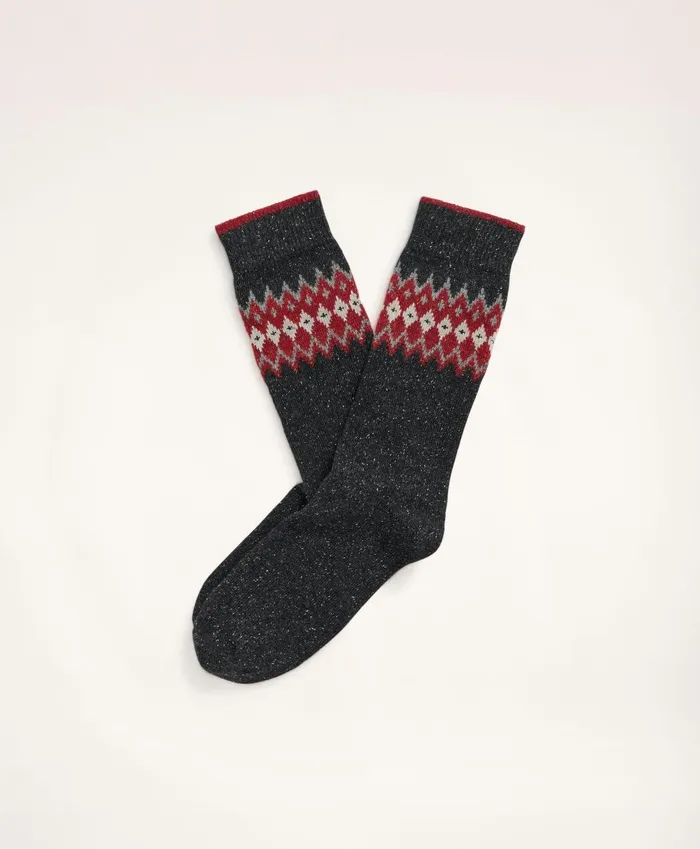 Sock Men Brooks Brothers Fair Isle Crew Socks Black Multi