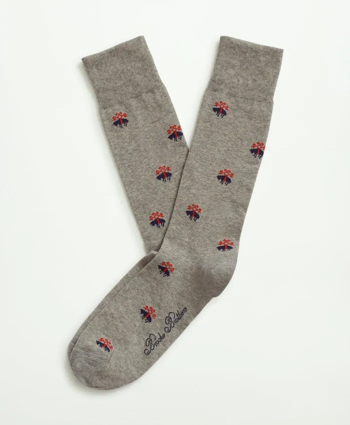 Sock Men Brooks Brothers Logo Crew Socks Grey