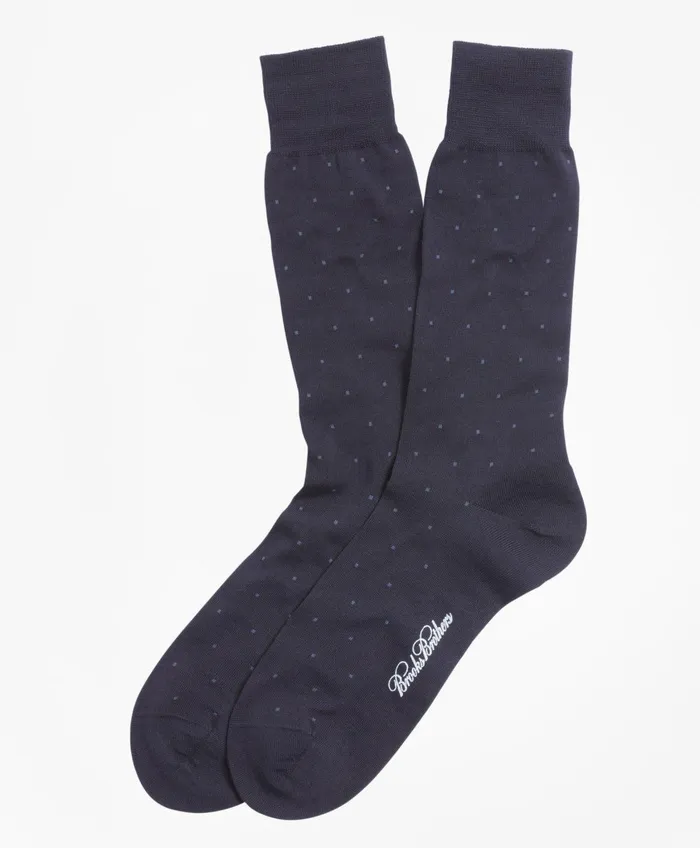 Sock Men Brooks Brothers Merino Wool Big Dot Crew Socks Navy