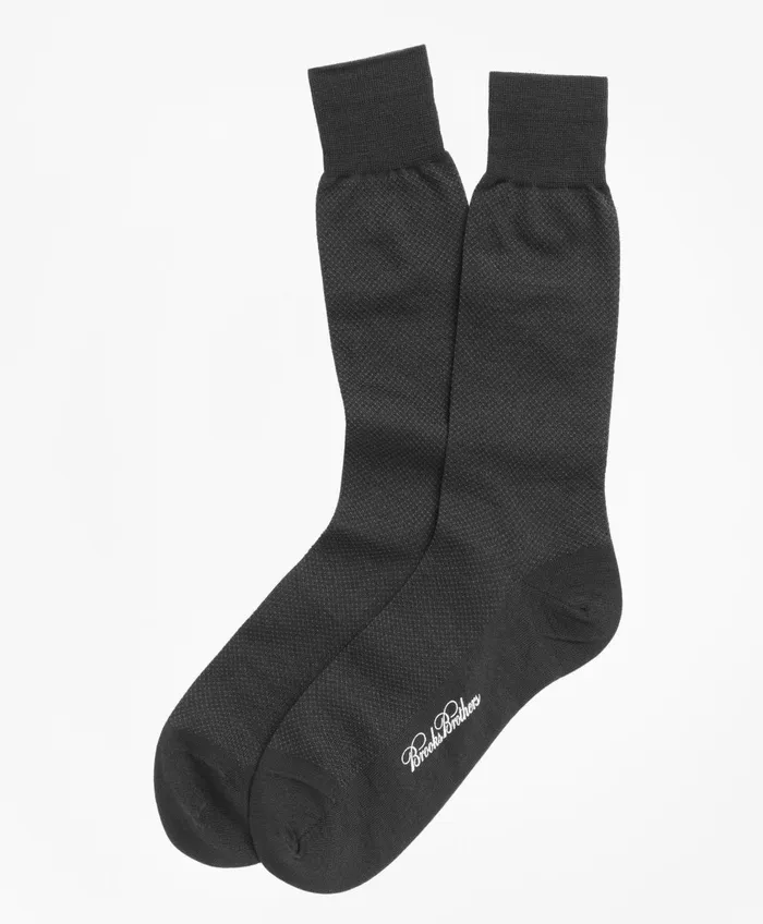 Sock Men Brooks Brothers Merino Wool Mini Dot Crew Socks Charcoal