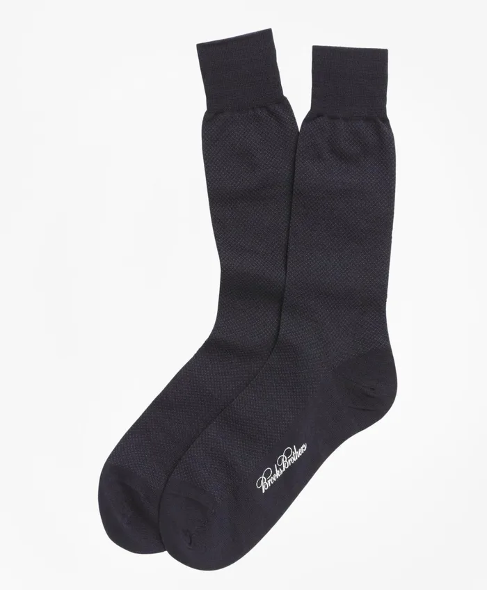 Sock Men Brooks Brothers Merino Wool Mini Dot Crew Socks Navy