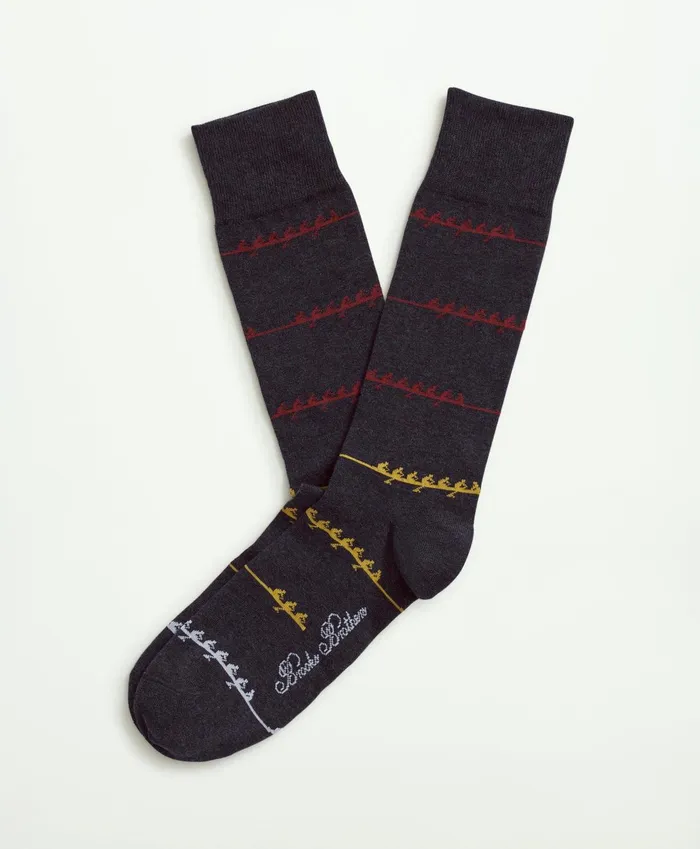 Sock Men Brooks Brothers Rower Stripe Crew Socks Navy Multi