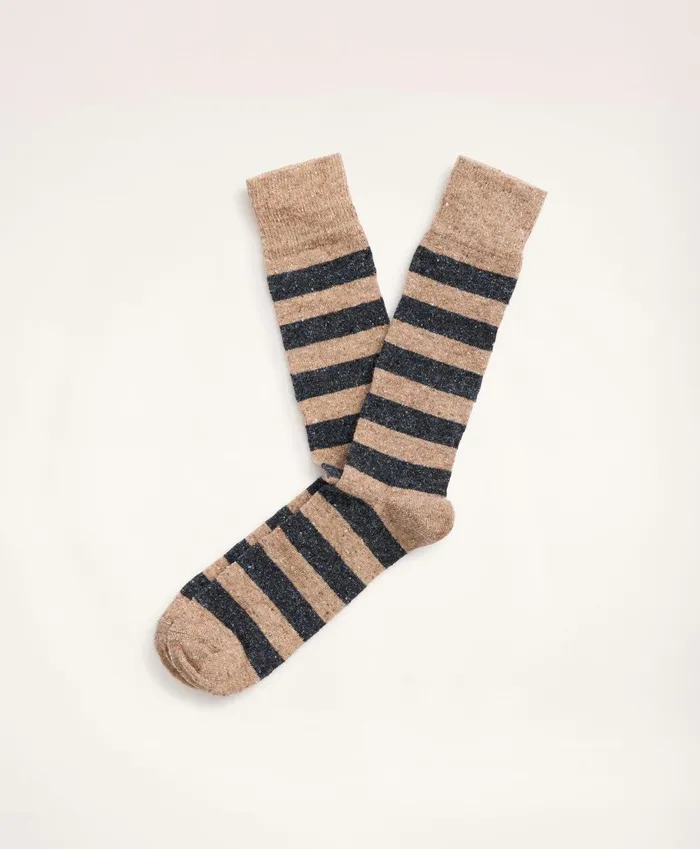 Sock Men Brooks Brothers Rugby Stripe Crew Socks Light Brown