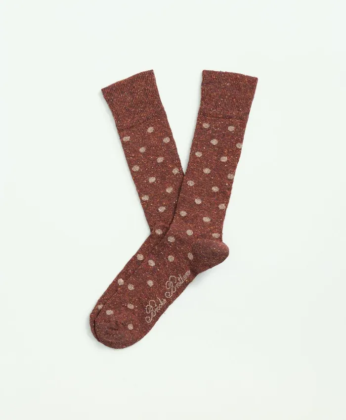 Sock Men Brooks Brothers WoolSilk Blend Flecked Socks Dark Red