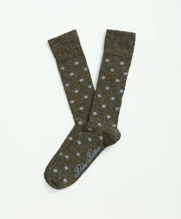 Sock Men Brooks Brothers WoolSilk Blend Flecked Socks Medium Green