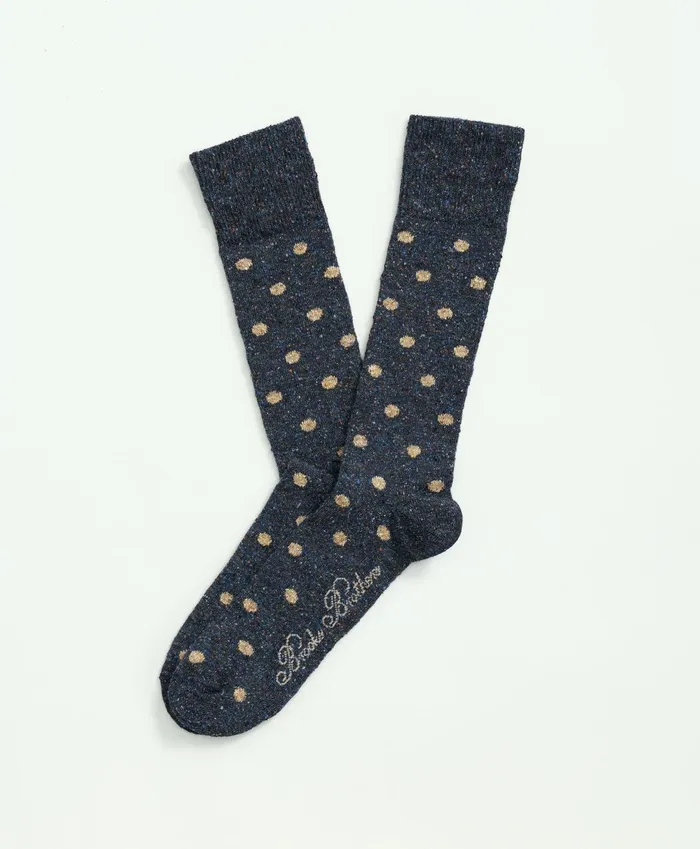 Sock Men Brooks Brothers WoolSilk Blend Flecked Socks Medium Navy