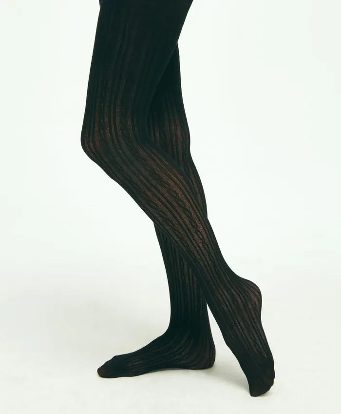 Socks andamp Hosiery Women Brooks Brothers Cable Knit Tights Black