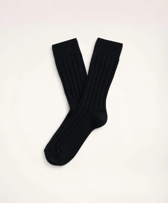 Socks andamp Hosiery Women Brooks Brothers Cashmere Blend Ribbed Socks Black