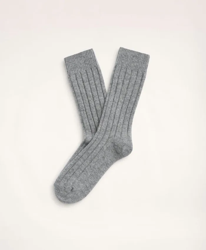 Socks andamp Hosiery Women Brooks Brothers Cashmere Blend Ribbed Socks Grey