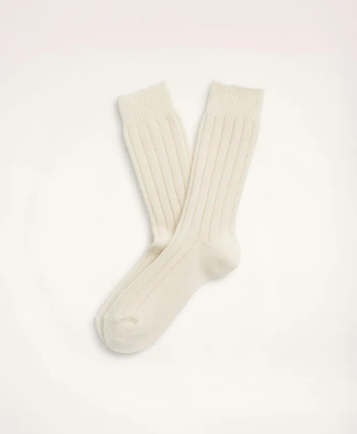 Socks andamp Hosiery Women Brooks Brothers Cashmere Blend Ribbed Socks Ivory