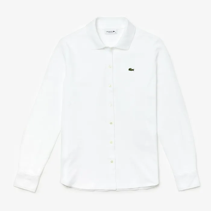 Soft Cotton Oxford Style Polo Shirt White Womens Lacoste Polos Outlet Factory