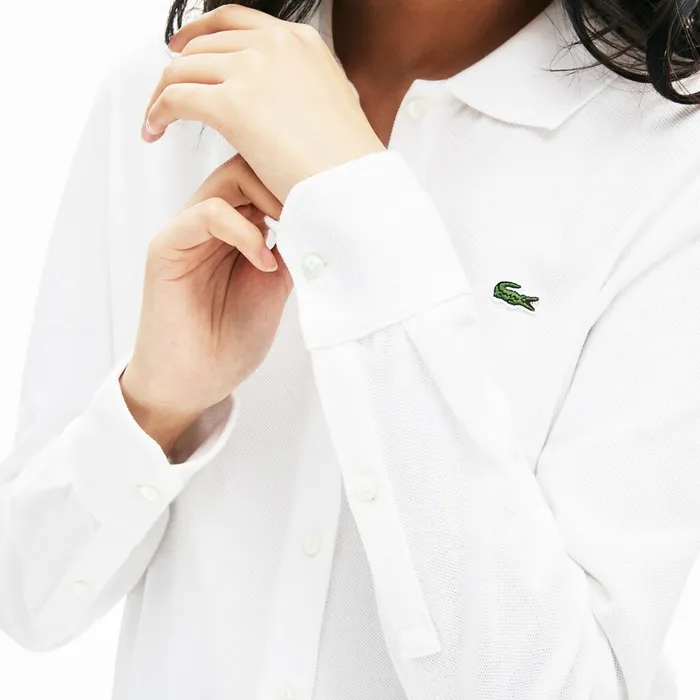 Soft Cotton Oxford Style Polo Shirt White Womens Lacoste Polos Outlet Factory
