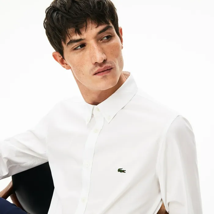 Soft Cotton Poplin Shirt White Mens Lacoste Button Down Shirts Gift 4 You